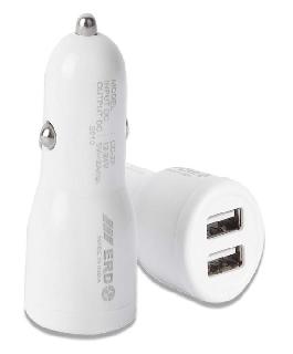 ERD CC-22 Car Charger 5V / 2 Amp USB Dock + Free 1 Meter USB Cable | Compatible with All Smart Phones, Power Banks, Tablets, Bluetooth Devices, Digital Camera & Other Devices (White)