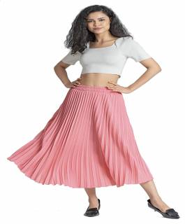 Women's Classic Stretchy All Time Trendy Pleated Skirt|Western Skirt |midi Skirt| plited Lehenga